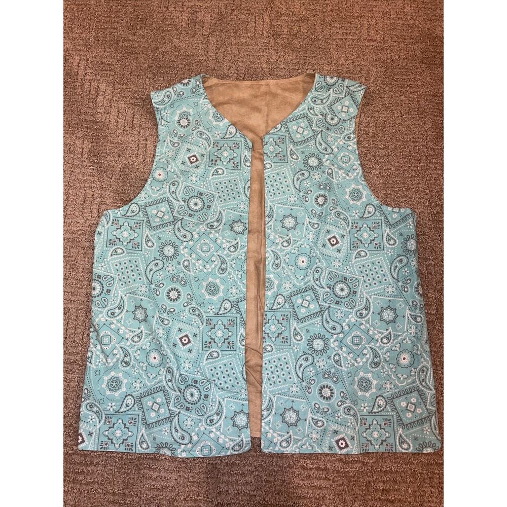 Vintage Style Vest - Waverly Teal Cotton Fabric